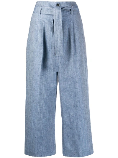 Nine In The Morning Belted Wide-leg Trousers In Blue