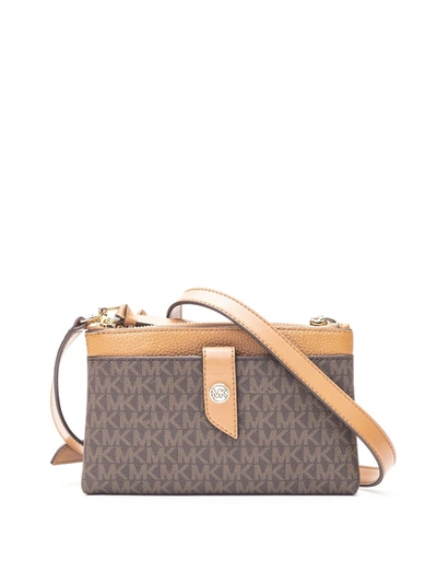 Michael Kors Mk Charm Medium Cross Body Bag In Brown