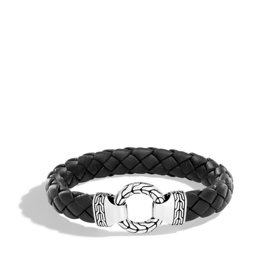 John Hardy Leather 12mm Ring Clasp Bracelet In Silver