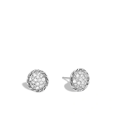 John Hardy Carved Chain Pavé 10mm Stud Earring In Sterling Silver