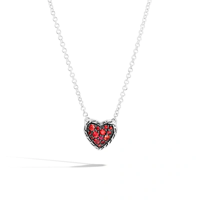 John Hardy Classic Chain Heart Necklace In Treated Red Sapphire