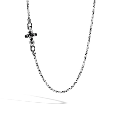 John Hardy Carved Chain Cross Station Necklace In Silver