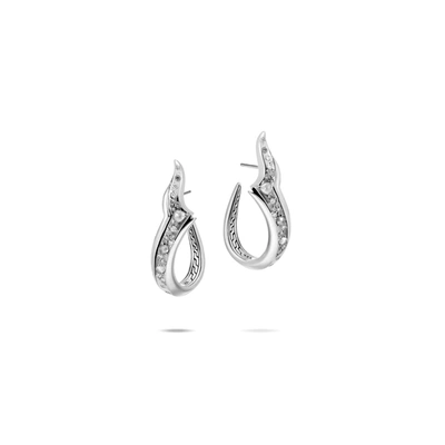 John Hardy Lahar J Hoop Earring In White Diamond