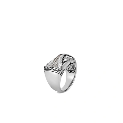 John Hardy 'classic Chain' Silver Damascus Steel Ring In Sterling Silver