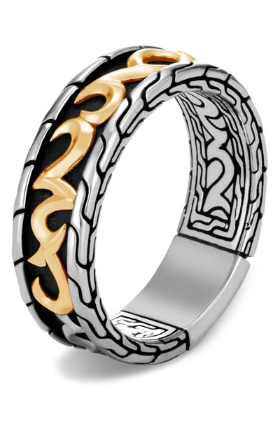 John Hardy Men's Classic Chain 7mm Ring In 18k Yellow Gold & Sterling Silver In Sterling Silver & Gold