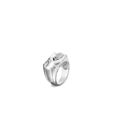 John Hardy Asli Classic Chain Link Signet Ring In White Diamond