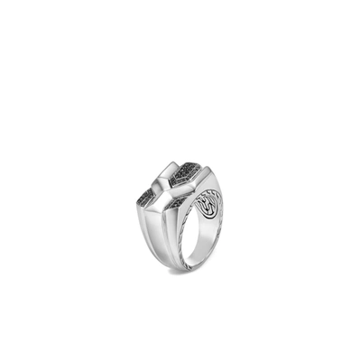 John Hardy Asli Classic Chain Link Signet Ring In Treated Black Sapphire