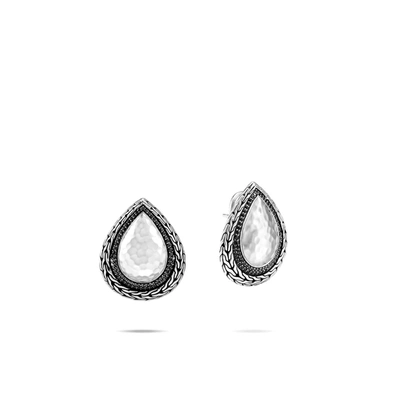 John Hardy Classic Chain Hammered Earring In Black Spinel