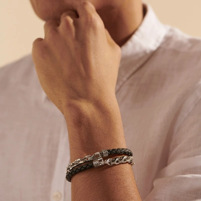 John Hardy Asli Leather Hybrid Wrap Bracelet In Silver And Gold