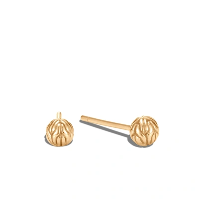 John Hardy Carved Chain Ball Stud Earring In Gold