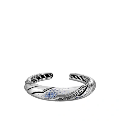 John Hardy Lahar Silver 12mm Small Kick Cuff With Blue Sapphire