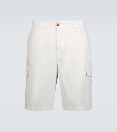 Brunello Cucinelli Cotton Cargo Shorts In White