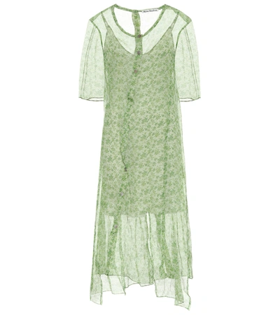 Acne Studios Floral Silk Chiffon Midi Dress In Green