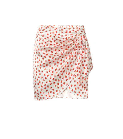 Caroline Constas Koren Printed Stretch-silk Wrap Skirt In Strawberry