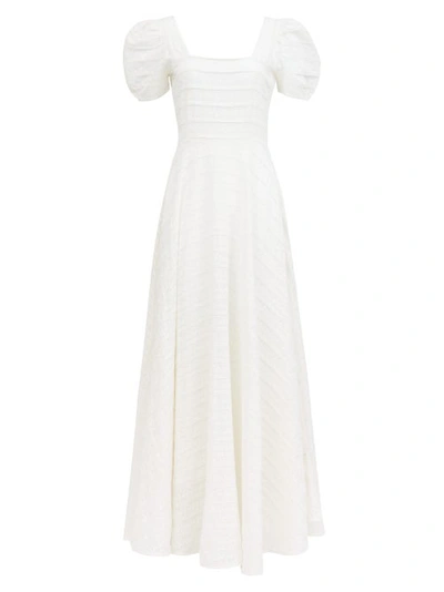 Loveshackfancy Ryan Floral-embroidedered Cotton Maxi Dress In Ivory