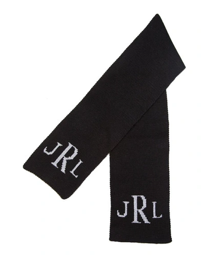 Butterscotch Blankees Kid's Metallic Classic Monogram Scarf, Personalized In Black/silver