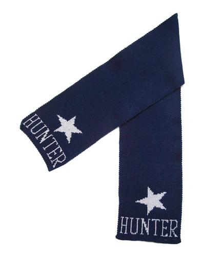 Butterscotch Blankees Kid's Metallic Single Star Scarf, Personalized In Navy/silver
