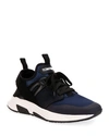 Tom Ford Men's Mesh & Leather Heel-strap Trainer Sneakers In Blue