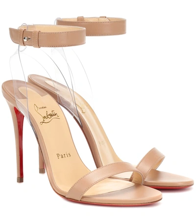 Christian Louboutin Jonatina Illusion Ankle-strap Red Sole Sandals In Beige