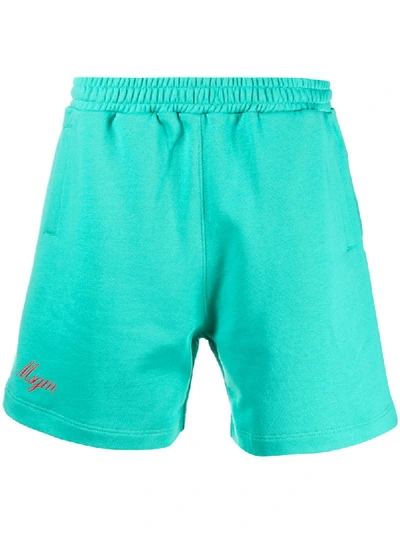 Msgm Logo Print Track Shorts In Blue
