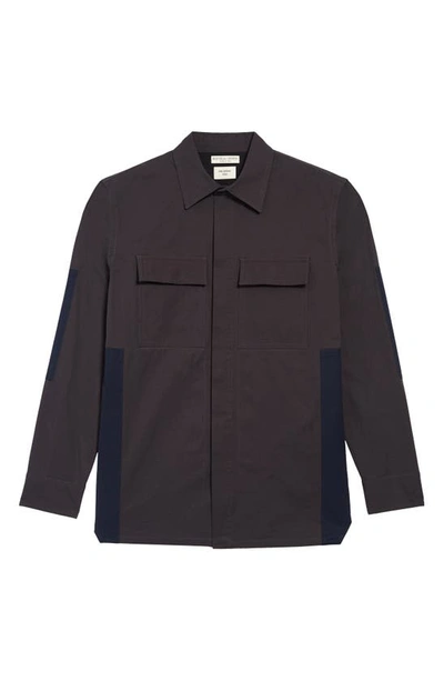 Bottega Veneta Structured Colorblock Utility Shirt In Graphite/ Navy