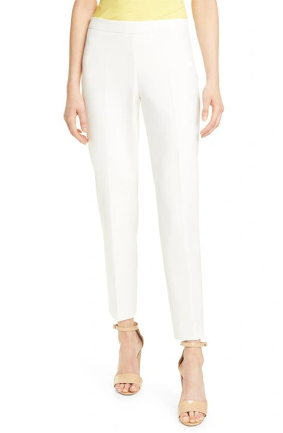 Hugo Boss Tiluna Soft Stretch Side Zip Ponte Trousers In Soft Cream