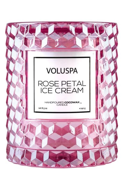 Voluspa Roses Icon Cloche Cover Candle, 8.5 oz In Rose Petal Ice Cream
