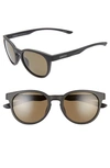 Smith Eastbank 52mm Chromapop™ Polarized Round Sunglasses In Matte Black/ Green