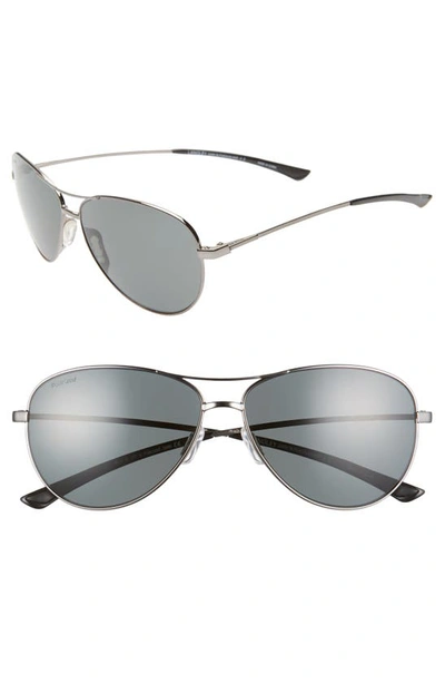 Smith Langley 60mm Chromapop™ Polarized Aviator Sunglasses In Dark Ruthenium/ Grey