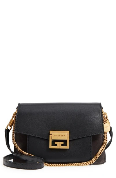 Givenchy Small Gv3 Leather & Suede Crossbody Bag In Black/ Grey