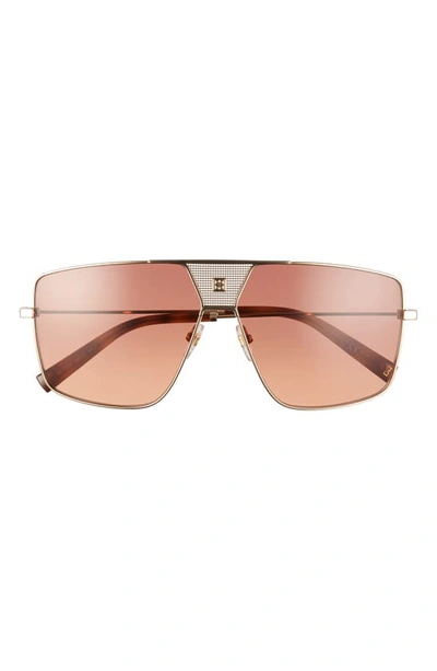 Givenchy 63mm Oversize Aviator Sunglasses In Gold Violet/ Smoke