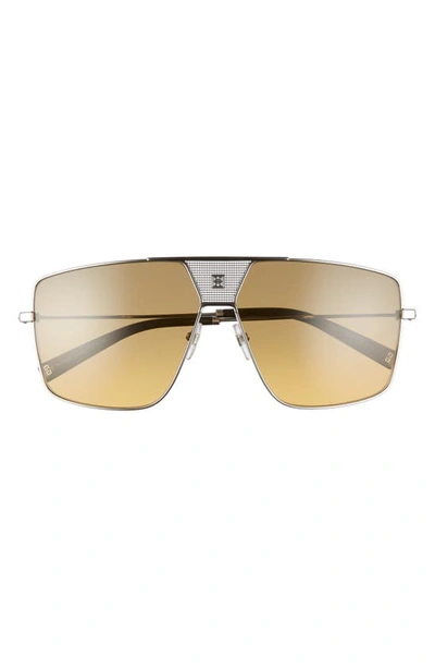 Givenchy 63mm Oversize Aviator Sunglasses In Ruthenium/ Brown Ochra