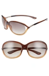 Tom Ford Jennifer 61mm Oval Oversize Frame Sunglasses In Brown Gradient/ Light Orange