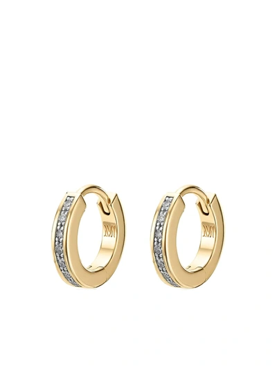 Monica Vinader Gold Plated Vermeil Silver Skinny Diamond Huggie Hoop Earrings