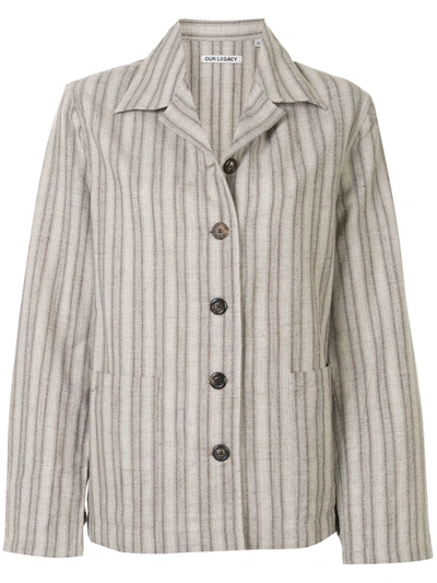 Our Legacy Striped Buttoned Jacket In Neutrals