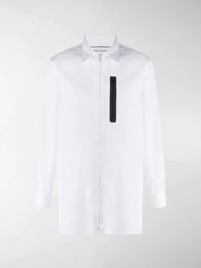 Random Identities Side Zip Detail Cropped Sleeve Shirt In White