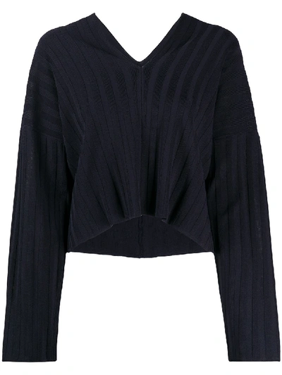Le 17 Septembre Ribbed Stripe Slouchy Jumper In Blue
