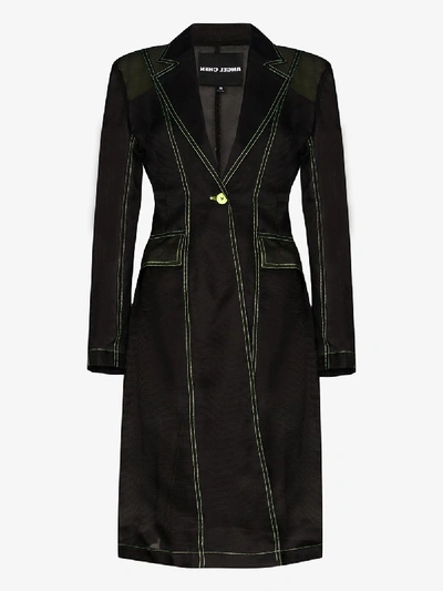 Angel Chen Waffle Sheer Coat In Black