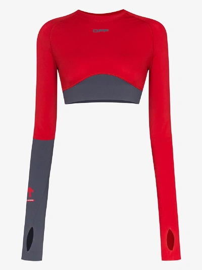 Off-white Cropped Logo Sports Top In Red