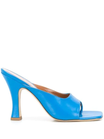 Paris Texas Blue 95 Square Toe Leather Sandals