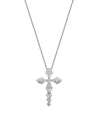 Akillis Python 18k White Gold & Diamond Cross Pendant Necklace