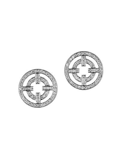 Akillis 18k White Gold & Diamond Cutout Stud Earrings