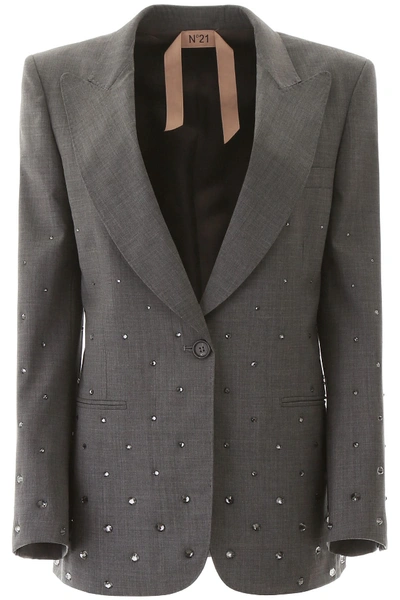 N°21 Jacket With Crystals In Grey