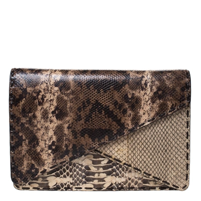 Pre-owned Bottega Veneta Brown Karung Snake Envelope Clutch