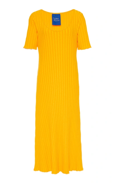 Simon Miller Andros Ribbed Midi Dress In Yellow