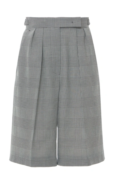 Max Mara Limone Prince Of Wales Checked Cotton Shorts In Neutral