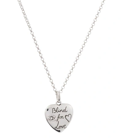 Gucci Blind For Love Sterling Silver Heart Necklace In Silver Tone