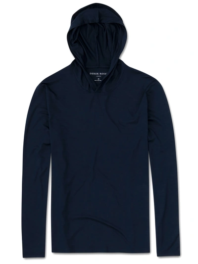 Derek Rose Men's Pullover Hoodie Basel Micro Modal Stretch Navy