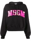 Msgm Embroidered Logo Hoodie In Black