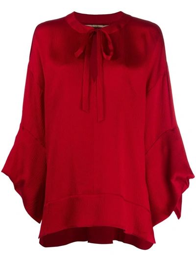Roland Mouret Oversized Pussy Bow Blouse In Red